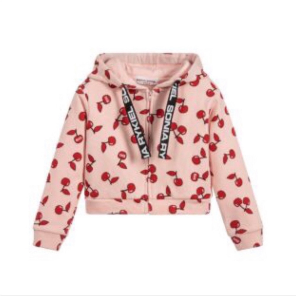 SONIA RYKIEL Girls🍒Cherry print pink Zipup hoodie